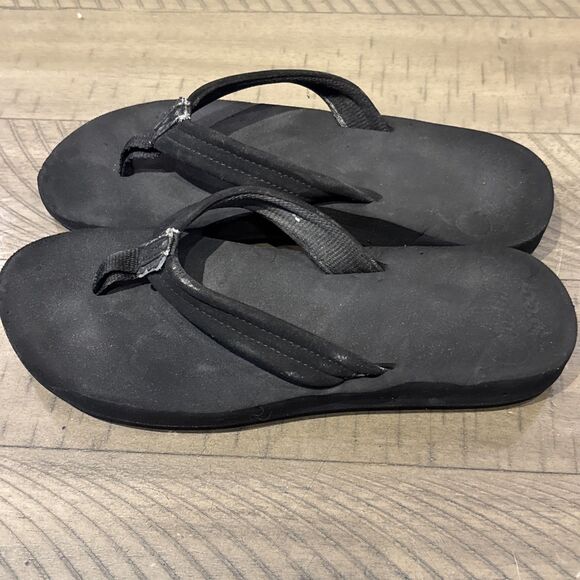 Womens Reef Sandals Flip Flops Shoes Size 6 Black Flat Comfort - Picture 3 of 6